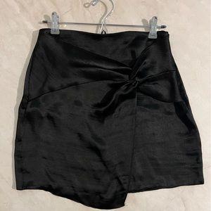 ASOS mini skirt tie detail in black satin